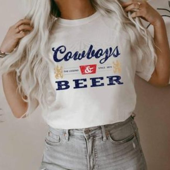 COWBOYS & BEER Handmade Graphic Tee - Picture 3 of 4